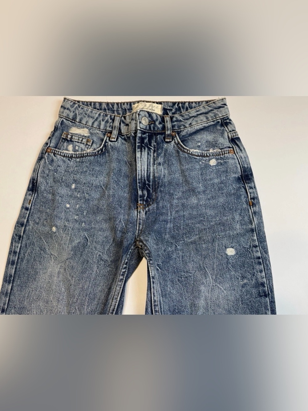 Free People We‎ The Free High-rise Straight Leg Distressed Jeans Size 24 Blue - Picture 5 of 9